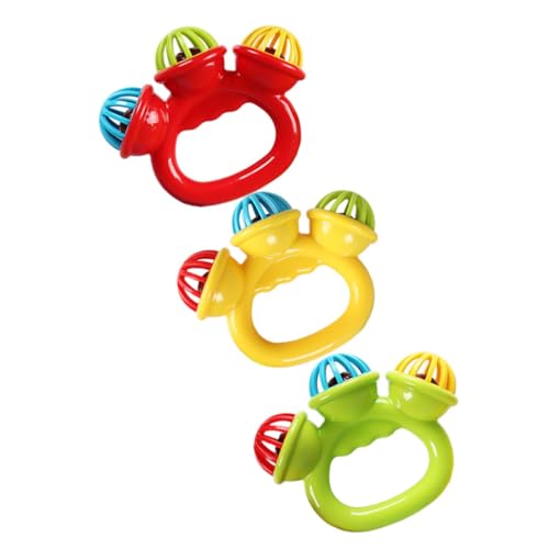 UPKOCH 3st Beruhigende Spielsachen Spielzeuge Percussion-Tamburin-Spielzeug Mini-glöckchen Aus Kunststoff Kleines Handtamburin Schlaginstrument Handhaben Handkurbel Kind Plastik von UPKOCH