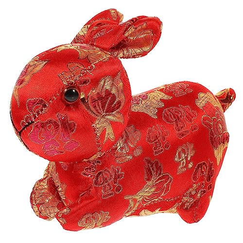 UPKOCH 3st Jahr des Hasen-maskottchens Desktop-hase-Puppe Mini-plüschhase Stoffhunde Für Kinder Dekoratives Hasenspielzeug Rot Geschenk Chinesisches Tierkreiszeichen von UPKOCH