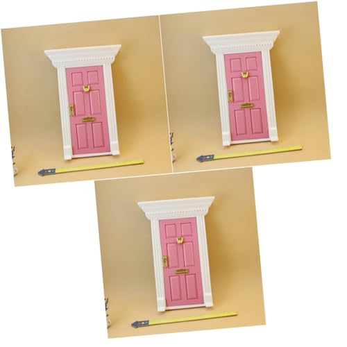 UPKOCH 3st Miniatur DIY 1/12 Mini- Miniaturmöbel Außentür Aus Holz Mini- Holztür Möbeltür Im Maßstab 1:12 Bambus Essen Spielen Rosa Bilden von UPKOCH