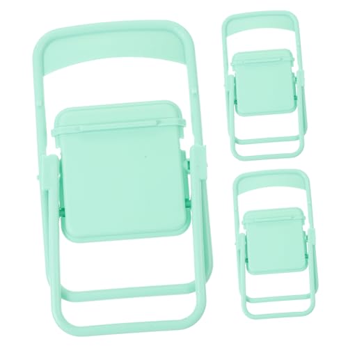 UPKOCH 3st Puppenstubenstuhl Puppenklappstuhl Kleine Hocker Zum Sitzen Zusammenklappbare Gartenstühle Tragbarer Klappstuhl Körbe Puppenhaus Klappstuhl Miniaturmöbel Plastik Light Green von UPKOCH