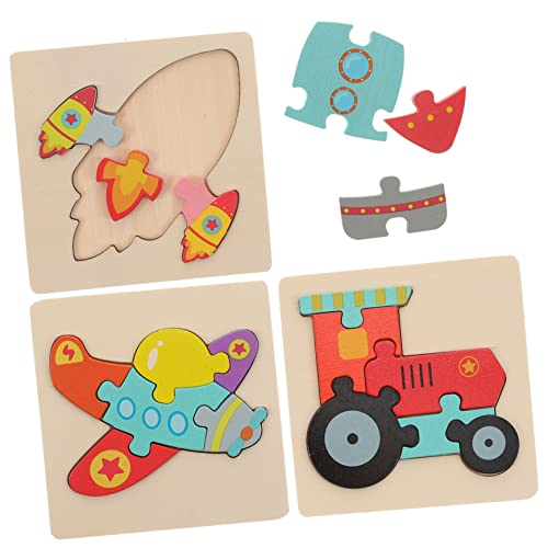 UPKOCH 3st Puzzle Kinderspielzeug Rätsel Für Kleinkinder Kinder Lehrreich Formsortierer Für Kleinkinder Jungs-Spielzeug Spielzeuge Karikatur Geschenk Hölzern 3D von UPKOCH