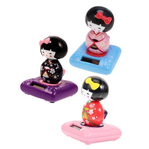 UPKOCH 3st Tischdeko-Kimono-Puppe Mikro-Landschaft-Kimono-Puppe Kopfschüttelnde Autoverzierung Autos Kleine Kimono-puppenstatuen Kleine Süße Kimono-puppenfigur Solarplatten von UPKOCH