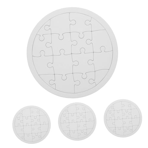 UPKOCH Leere Puzzles Puzzleteile 4 Blätter Runde Zeichenpuzzles Bastelbedarf Für Zuhause Schule Reisen von UPKOCH