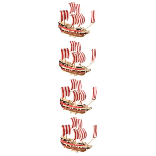 UPKOCH 4 Sätze 3D-Segelpuzzle segelboot Modell Segelboot-Modellbausatz Schiff Spielset aus Holz Kinderspielzeug Modellbausatz für Segelboote Puzzle-Montagespielzeug dreidimensional Suite von UPKOCH