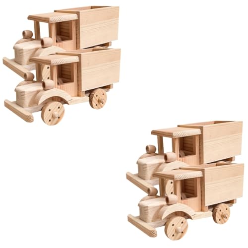 UPKOCH 4 Sätze DIY Spielzeug Holzpferd unfertige lackierbare Holzautos Holzhandwerksmodell Kinderspielzeug Kinder bastelset Kinder rätsel Modelle hölzernes 3D-Puzzle-Modell 3D-Rätsel von UPKOCH