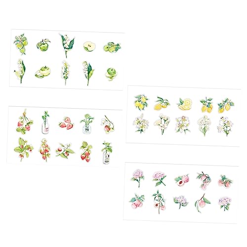 UPKOCH 4 Sätze Heißprägeaufkleber Selbstklebender Kunstaufkleber Selbstklebender Pflanzenaufkleber Handkontoaufkleber DIY -Aufkleber Blumenfruchtserienaufkleber Das Haustier von UPKOCH