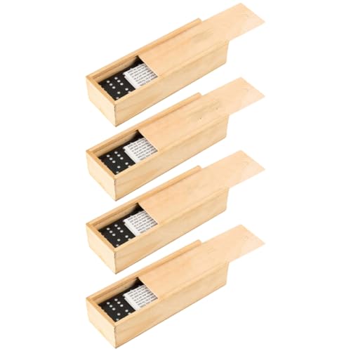 UPKOCH 4 Sätze Holz Domino Teiliges in Eleganter Aufbewahrungsbox Interaktive Dominosteine für Erwachsene Perfektes Spiel für Familien und Reisen Vielseitig Einsetzbar als Bauklötze von UPKOCH
