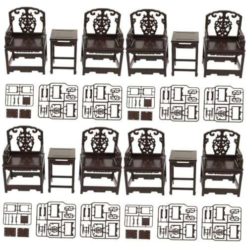 UPKOCH 4 Sätze Simulationstisch und Stuhl chinesisches Puzzle kunststoffstühle plastikstuhl Spielzeuge Kinderspielzeug Montagespielzeugstuhl Miniatur-Sesselverzierung klassisch Möbel von UPKOCH