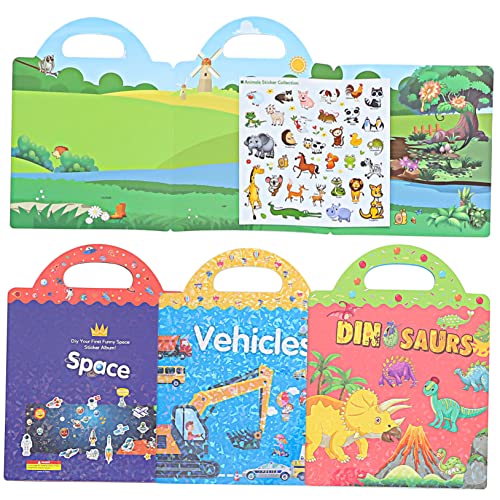 UPKOCH 4 Sätze Stickerbuch Für Aufkleber Für Malen Nach Aufkleber Aufkleber Bücher Dinosaurieraufkleber Buch Mit Spieleaufklebern Wasserdichter Verbund-PVC-Aufkleber von UPKOCH
