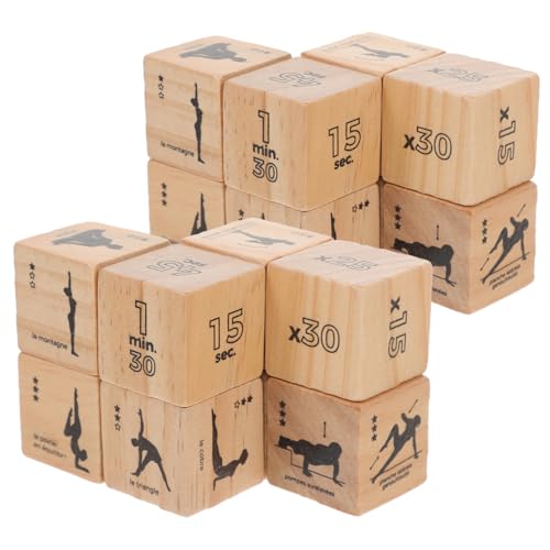 UPKOCH 4 Satz Holzwürfel Würfelübung Fitnessstudio Trainieren Yoga-Frauen für Spielübungswürfel Party-Übungswürfel lustige Würfel Würfel-Stütze Fitness-Workout-Würfel Spielwürfel hölzern von UPKOCH