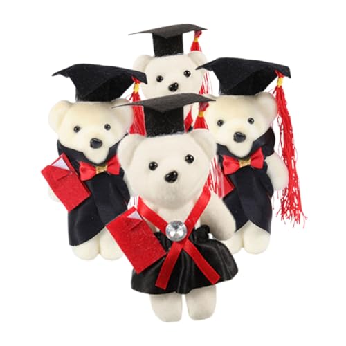 UPKOCH 4 Stück Abschlusssaison Dr. Bär Abschluss Ausgestopfter Bär Bären Mit Abschlussmotiv Kleine Bärenpuppe Bärenpuppen Für Blumenstrauß Bärenschmuck Für Blumenstrauß Plüsch von UPKOCH