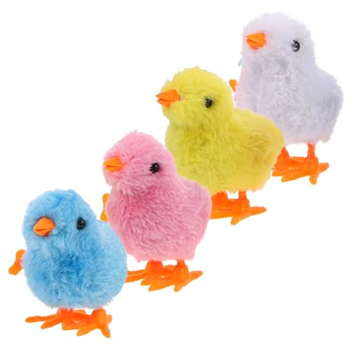 UPKOCH 4 Stück Aufziehspielzeug Küken Flauschig Springend Naturgetreue Tierfiguren für Ostern Interaktives Hühnerspielzeug Bunte Wind up Spielzeuge Frühling von UPKOCH