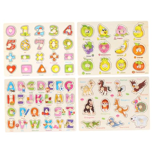 UPKOCH 4 Stück Block Puzzle für holzspielzeug holzpuzzle Kreatives Pädagogisches für Form passendes Puzzle Intelligenzentwicklungsrätsel hölzern von UPKOCH