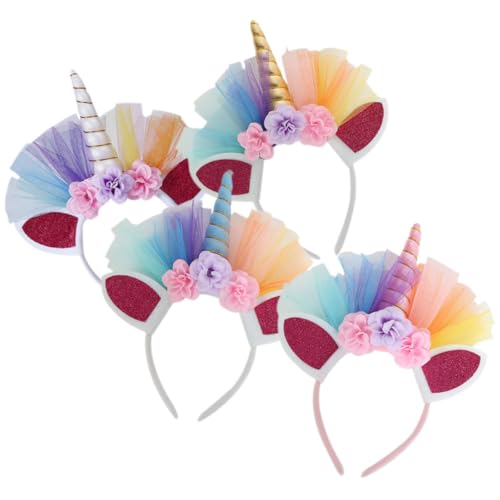 UPKOCH Horn Stirnband Set 4 Stück Clip-in Mädchen Haarband Geburtstag Soft Stay- von UPKOCH