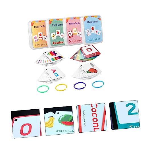 UPKOCH 4 Stück Englisch Lernen Karteikarte Phonik-Spiele Zahlenkarteikarten Zahlen-Flash-Karten Alphabet-Flash-Karten Phonetik-Flash-Karten Karteikarten Lernen 300 g Beschichtetes Papier von UPKOCH