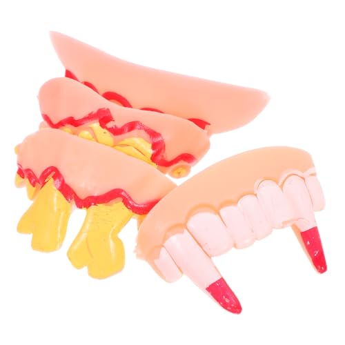 UPKOCH 4 Stück Halloween zähne Cosplay-Zahnersatz falsche zähne lustig Gruselige Zähne für Halloween lustige Zähne Halloween-Zahnersatz falsche zähne für Halloween Kostüm Zähne Gummi von UPKOCH