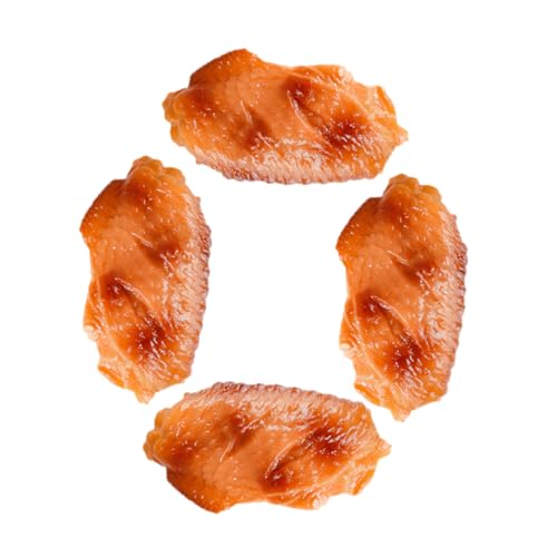UPKOCH 4 Stück Hühnerflügelornamente künstlich für gefälscht schöner Hähnchenflügel Flügelhuhn Simulation von Lebensmittelhandwerk lebensechtes Kunstfleischmodell PVC Orange von UPKOCH