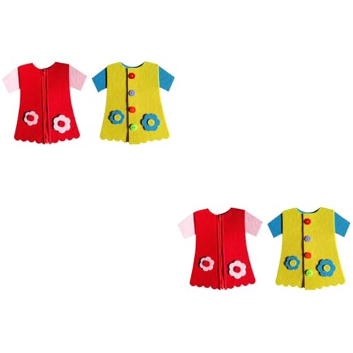 UPKOCH 4 Stück Kleid Knopf Reißverschluss Spielzeug Knopf-Lernspielzeug Lustige Filzformen Kinderspielzeug Spielzeuge Spielzeug mit gebundenen Knöpfen Baby Spielzeug Jacke rot von UPKOCH