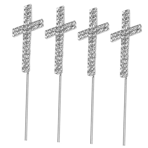 UPKOCH 4 Stück Kreuz Cake Toppers mit Kristall Design Essbare Tortendeko für Geburtstag Konfirmation Party Supplies Stilvolle Kuchenstecker für Festliche Tortendekoration von UPKOCH