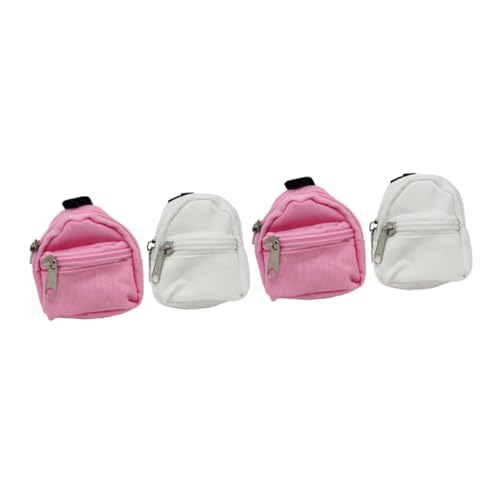 UPKOCH 4 Stück Mini Rucksack für Puppen aus Dekorativer Miniatur Schulrucksack in Vier Farben Waschbar und Wiederverwendbar als Puppenzubehör und Miniaturhaus deko von UPKOCH