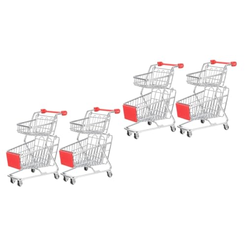 UPKOCH 4 Stück Mini-Einkaufswagen Wohnkultur Kinderspielzeug Puppenwagen Kinder Mini-Spielzeug Spielzeuge Ornament Supermarktwagenmodus Desktop-Einkaufswagen-Spielzeug von UPKOCH