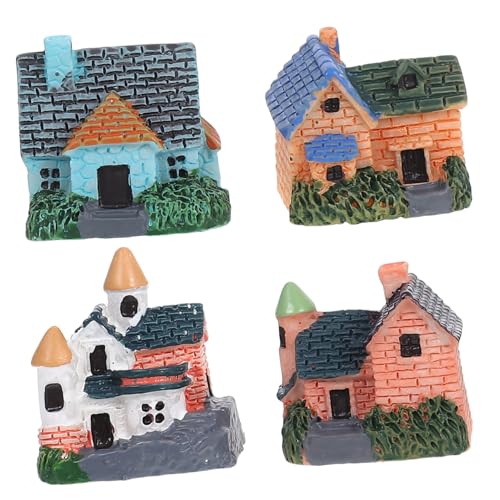 UPKOCH 4 Stück Miniaturhaus aus Kunstharz Europäisches Landhaus Design Vielseitige Mikro landschaftsdekoration für Puppenhaus und Miniaturstadt für Schreibtisch Regal und von UPKOCH