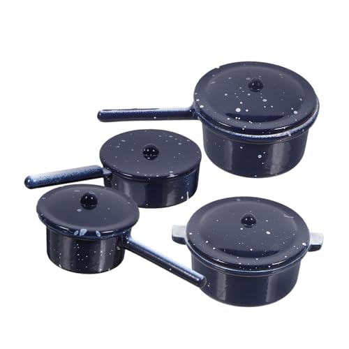 UPKOCH 4 Stück Miniaturküche küche deko küchen deko Miniature bastelzeug - Puppenhausdekoration Miniatur-Kochgeschirr Mini-Kocher Miniaturtöpfe Mini-Hausdekor-Accessoire Legierung Black von UPKOCH