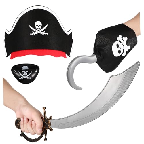 UPKOCH 4 Stück Piratenanzug thematisiert Piratenkostüm für Piratenhaken Piraten-Augenmaske halloween dekoration halloween-dekoration Piratenwerkzeuge Piraten-Requisiten Plastik von UPKOCH