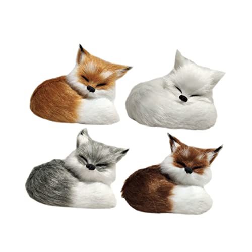 UPKOCH 4 Stück Plüsch Tiere Modell Dekorative Imitation Fuchs Figuren für Schlafzimmer Schreibtisch Ornament Hochwertige Plüsch Deko als Fotorequisiten Verschönerung von Räumen von UPKOCH