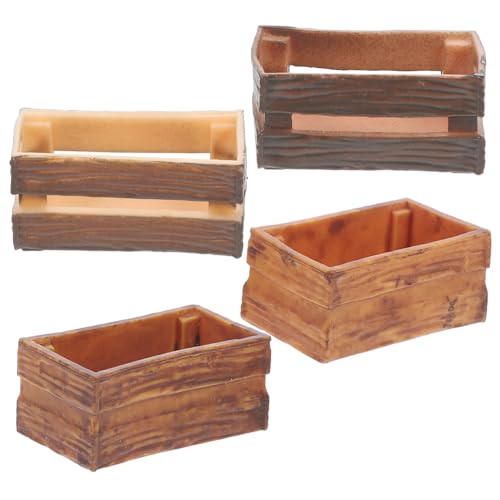 UPKOCH 4 Stück Puppenhaus-Aufbewahrungskorb Puppenhaus Aufbewahrungsbox Puppenhaus Dekoration für Wohnkultur Mini-Landschaftsmodell Mini-Ornamente zum Basteln PVC Light Brown von UPKOCH