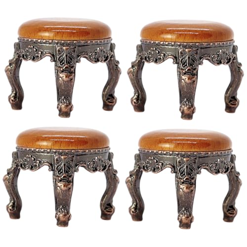 UPKOCH 4 Stück Puppenhaus Hocker Kleiner Vintage Hocker Heimdekoration Puppenmöbel Retro Szenenzubehör Runder Tisch Dekoration Spielzeughaus Mini Möbel Schmücken Miniatur von UPKOCH