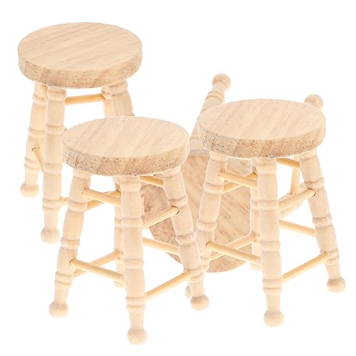UPKOCH 4 Stück Puppenhaus Hocker Mini Möbel Miniatur Barthekenstühle Miniaturpuppen Kinderspielzeug Puppenhaus Zubehör Mini-Ornament Mini- Ministuhl Aus Holz Khaki Hölzern von UPKOCH