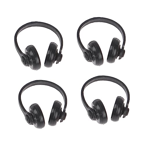 UPKOCH 4 Stück Puppenhaus-Kopfhörer für kinderspielzeug mini kopfhörer -Kopfhörer Toys Headset Puppenhaus Mini-Kopfhörer Mini-Kopfhörermodell Plastik Black von UPKOCH