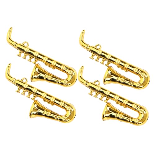 UPKOCH 4 Stück Puppenhaus-Saxophon Miniatur-Musikinstrument Miniatur-altsaxophon Mini-Saxophon Puppenhauszubehör Mini-musikinstrumente Ornament Kleines Saxophon Weihnachten Plastik von UPKOCH