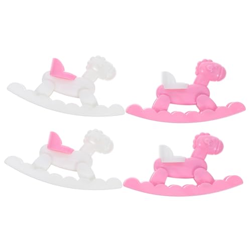 UPKOCH 4 Stück Puppenhaus Schrullige Figur Mini Wohnkultur Puppen Puppenhaus Schaukelstuhl Modell Puppenhaus Pferdestuhl Puppenhaus Möbel Puppe Schaukelpferd Bauchmuskeln Weiß von UPKOCH