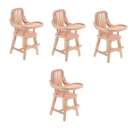 UPKOCH 4 Stück Puppenhausmöbel Modelle Spielzeuge hohe Stühle Miniatur-Stuhlspielzeug Miniaturmöbel Desktop-Mini-Möbel hölzern Ornamente Haushaltsprodukte Hochstuhl Kind Dekorationen von UPKOCH