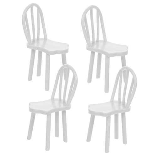 UPKOCH 4 Stück Puppenstubenstuhl Entzückende Puppenmöbel Dekorativer Miniaturstuhl Stuhlornament Miniaturstühle Zum Basteln Miniatur-möbeldekor Puppenhausmöbel Und Zubehör Weiß Plastik von UPKOCH