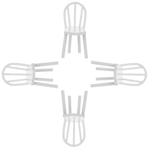 UPKOCH 4 Stück Puppenstubenstuhl Miniatur-möbeldekor Entzückender Miniaturstuhl Miniaturstühle Zum Basteln Puppenmöbel Stuhlornament Mini-hausbedarf Dekorativer Puppenstuhl Plastik Weiß von UPKOCH