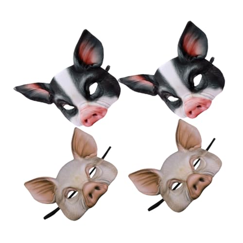 UPKOCH 4 Stück Schweinemasken für Maskeradeparty Atmungsaktive Tierhalbgesichtsmasken in Weiß und Schwarz Vielseitige Verkleidung für Halloween Karneval Kostümpartys und Cosplay von UPKOCH