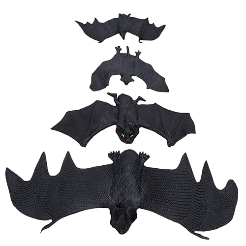 UPKOCH 4 Stück Simulation Fledermaus Halloween Horror Halloween grusel Fastnacht Dekoration Halloween- Halloween-Requisiten Fledermaus Requisiten Plastik Black von UPKOCH