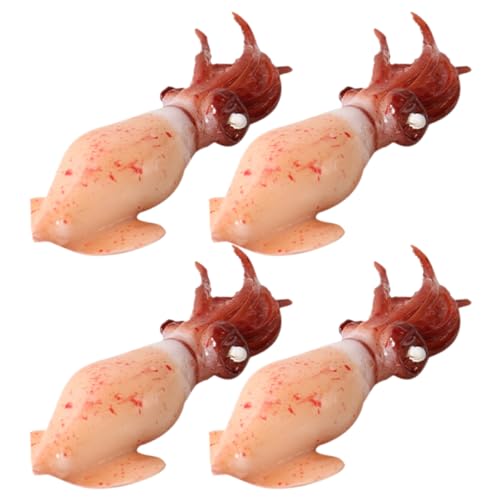 UPKOCH 4 Stück Simulation Kleine Tintenfischdekoration Figur Künstliches Fleisch Für Ausstellungszwecke Künstlicher Simulations-tintenfischmodell PVC von UPKOCH