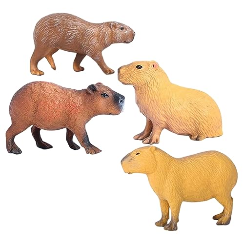 UPKOCH 4 Stück Simulations-Capybara-Modell Figuren Für Kleinkinder Capybara Stofftier Wasserschweine Für Kinder Mini-Spielzeug Waldtierfiguren Wilde Tierskulptur Kuchen Zubehör Plastik von UPKOCH