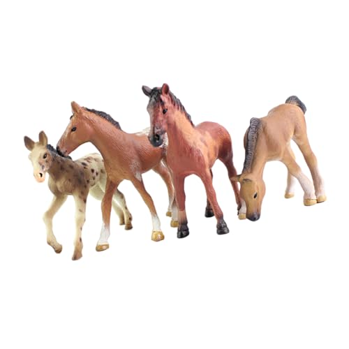 UPKOCH 4 Stück Simulationspferd Miniatur Heimdekoration Pferdemodell Pferde Figuren hühner Pferde hübsche Pferdeverzierung Kinderspielzeug Plastik Brown von UPKOCH