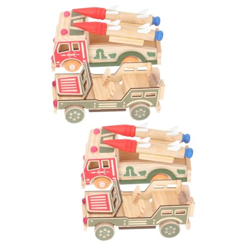 UPKOCH 4 Stück Spielzeugauto Dekoration Aus Holz Fahrzeugmodelle Minispiel Flugzeug-Puzzle Automodell Aus Holz Holzspielzeug Zusammenbauen Modell Mini-Hubschrauber Dekorationen Klein Kind von UPKOCH