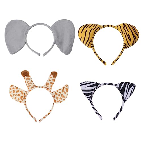 UPKOCH 4stücke Tierohren Haarreifen Tiger Elefant Giraffe Zebra Tierische Kopfbedeckungen Für Erwachsene Für Cosplay Halloween Und Kostümpartys von UPKOCH