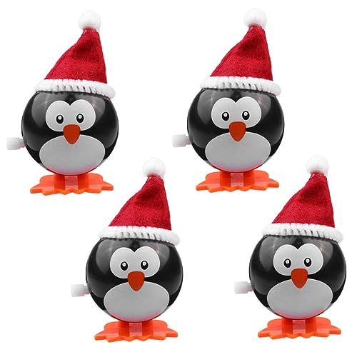 UPKOCH 4 Stück Teiliges Aufziehspielzeug Pinguin mit Hut Traditionelles Weihnachtsfigur Tragbares Kinderspielzeug und Weihnachtsdeko Geeignet für Festtagsfeiern von UPKOCH