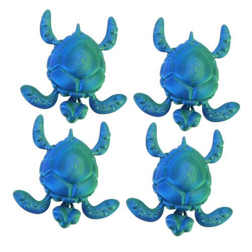 UPKOCH 4 Stück Teiliges Gedrucktes Schildkrötenmodell in Lasergrün Bewegliche Figuren aus Kunststoff Kompakte Robuste Tier Skulpturen als Dekorative Sammlerstücke und Kleine Fidget von UPKOCH