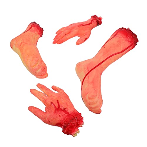 UPKOCH 4 Stück Teiliges Halloween Horror Deko Set mit Realistischen Abgetrennten Händen und Füßen Gruselige Prop für Haunted House Bar und Kostümparty Halloween Grusel Dekoration Außen von UPKOCH