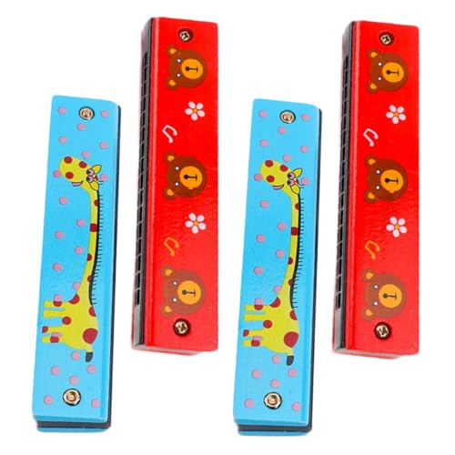 UPKOCH 4 Stück Teiliges Holzmundharmonika mit Löchern Doppelte Reihe Kindgerechtes Musikspielzeug Sichere Glatte Kanten Langlebiges Musikinstrument für Mädchen und Jungen Zufällige Farbe von UPKOCH