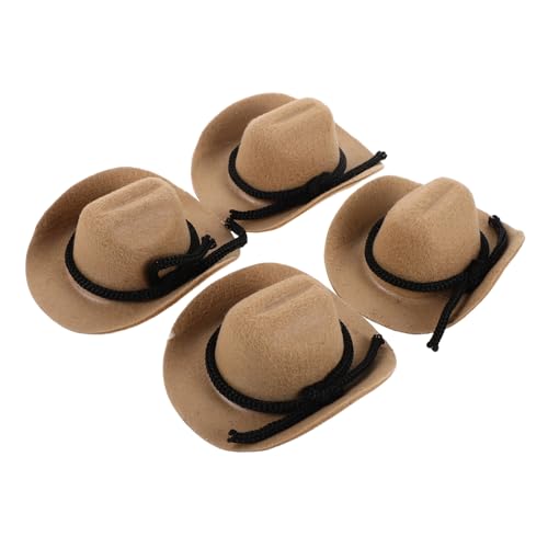UPKOCH 4 Stück Teiliges Mini Miniatur Western-hut für Puppen Kleine Cowgirl-hüte aus Flauschigem Material Dekorative Mini-hüte für Bastelprojekte und Kostümzubehör von UPKOCH